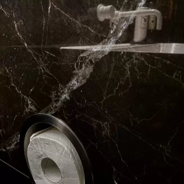Black granite bathroom surface